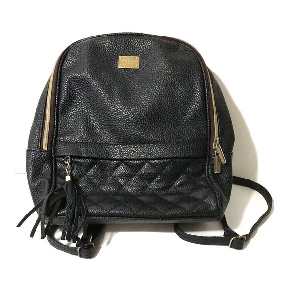 Women's Professional Supplier Handbags - Womens Professional Supplier Black Backpack Faux Leather Zip Closure Tassel